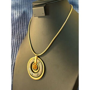Women's reversible Gold Tone Pendant Necklace